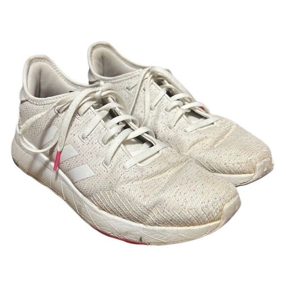 Adidas Cloudfoam Womens Running White Pink Accents Size 9 Athletic Sneakers‎